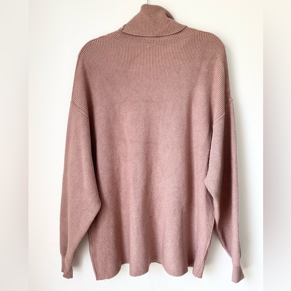 Free People Sweater Women’s Small Cozy Turtleneck Mauve Pink Oversized - Picture 3 of 7